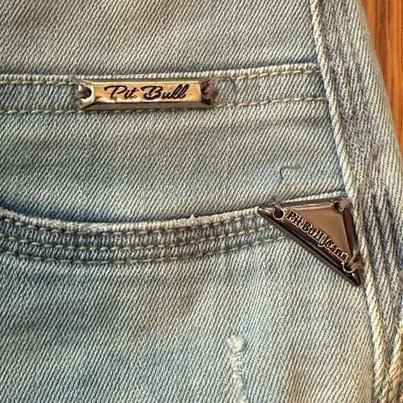 Pit Bull Jeans Distressed Rhinestone Embellished Light Wash REF#25027 30x29 - Picture 5 of 14